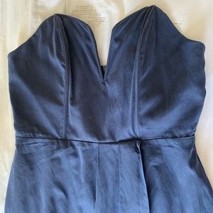 Strapless Heart Chest Blue Formal high low Dress